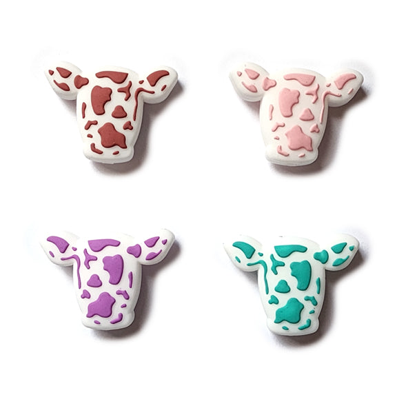 spotted cow head silicone focal beads