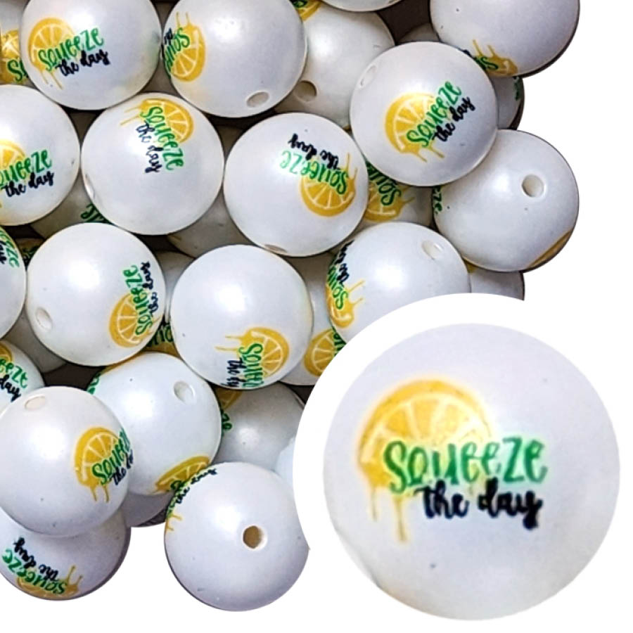 squeeze the day 20mm printed bubblegum beads