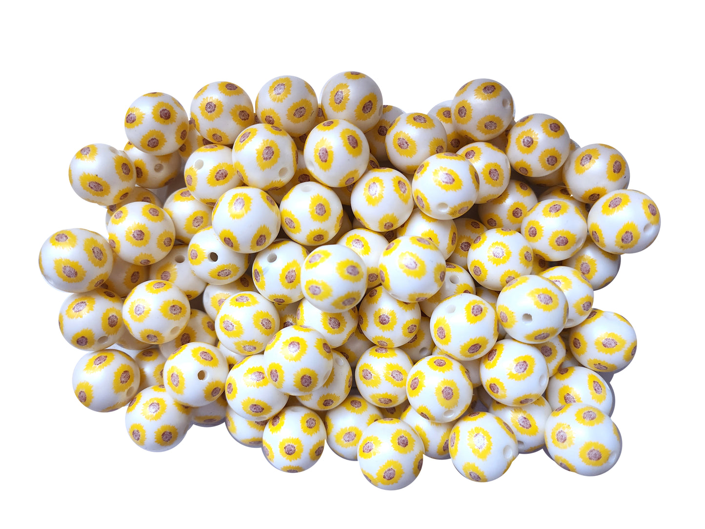 sunflower print 20mm printed bubblegum beads