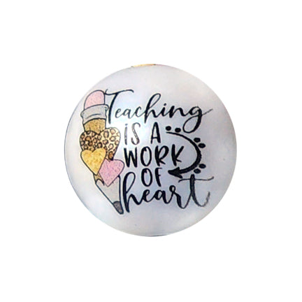 teaching is a work of heart 20mm printed bubblegum beads