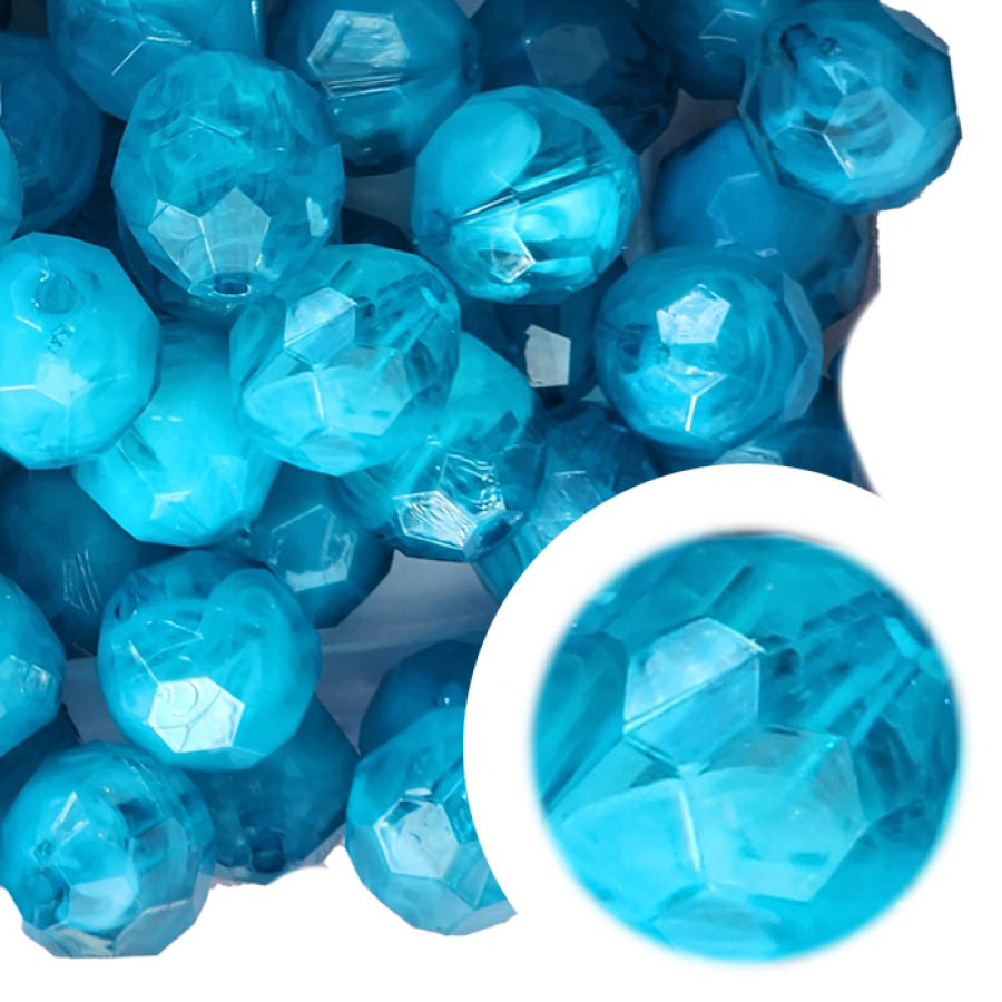 aqua faceted smoke 20mm wholesale bubblegum beads