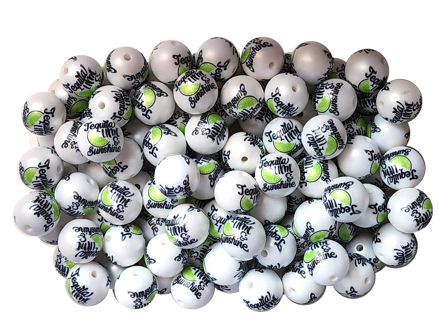 tequila lime & sunshine 20mm printed wholesale bubblegum beads