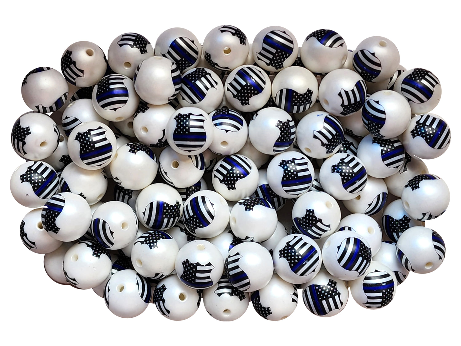 thin blue line badge large print 20mm printed bubblegum beads