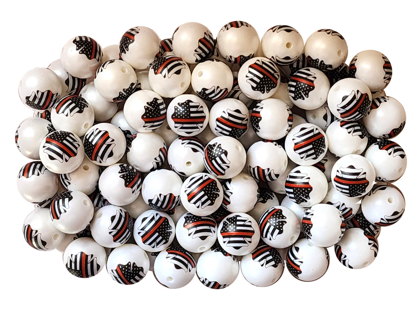 firefighter badge flag 20mm printed bubblegum beads