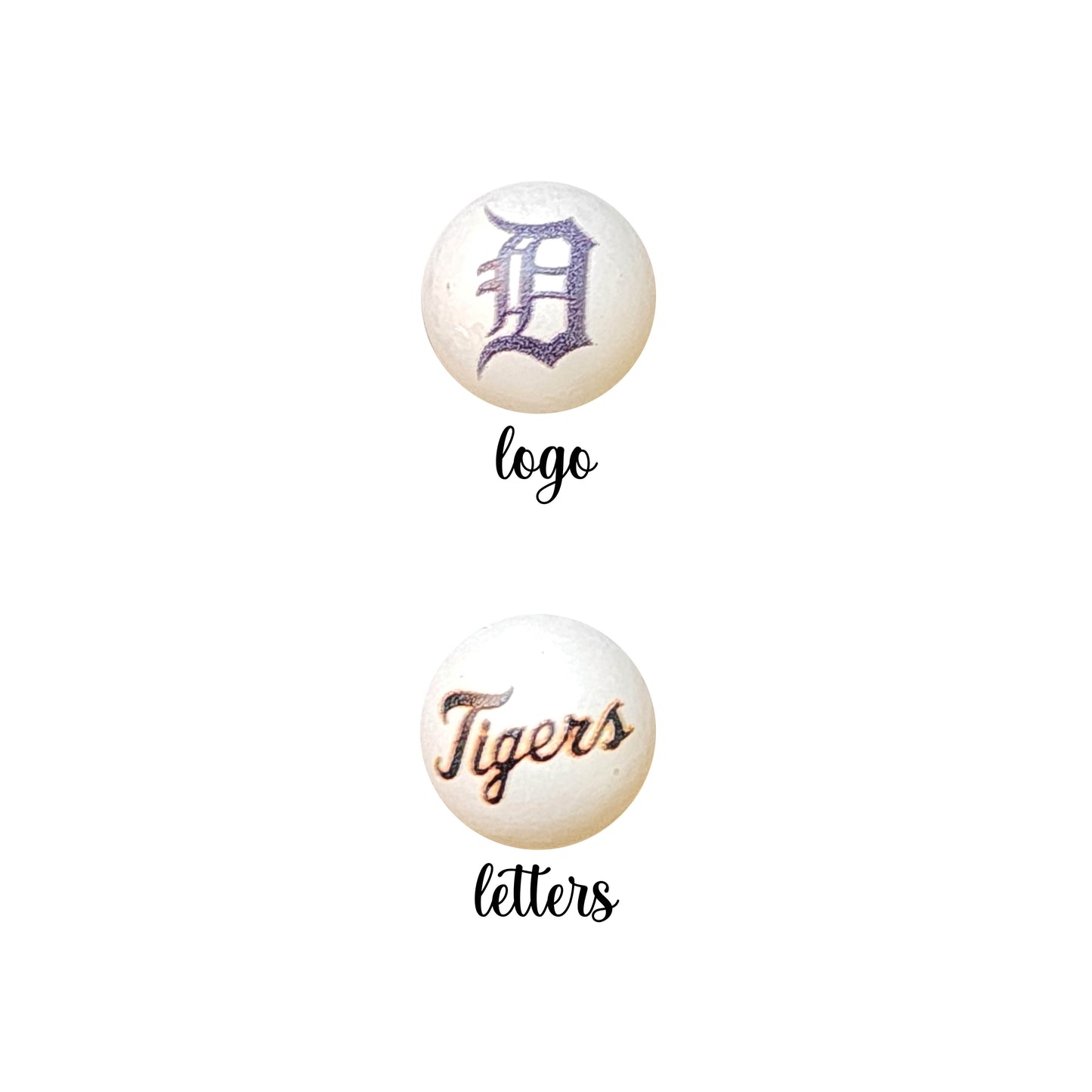 16mm detroit tigers mlb team logos custom printed bubblegum beads - sold per bead