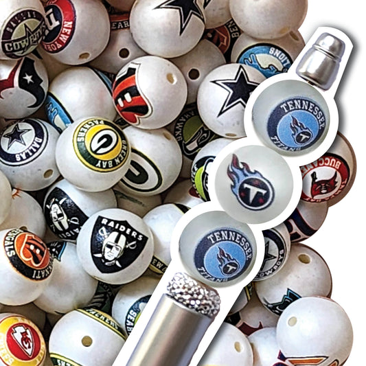 16mm tennessee titans mix nfl team logos custom printed wholesale bubblegum beads