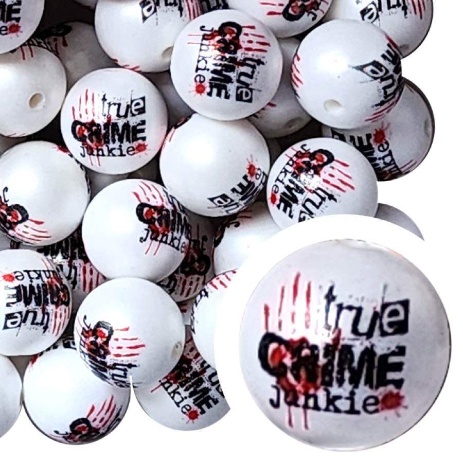 true crime junkie 20mm printed wholesale bubblegum beads