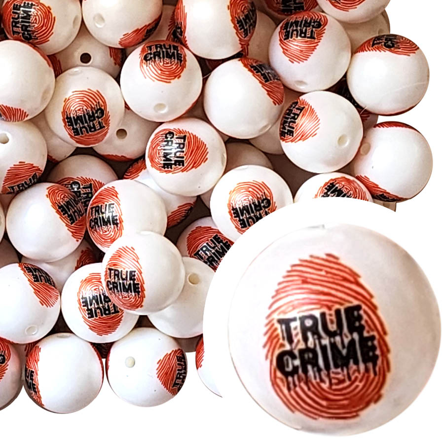 true crime thumbprint 20mm printed bubblegum beads