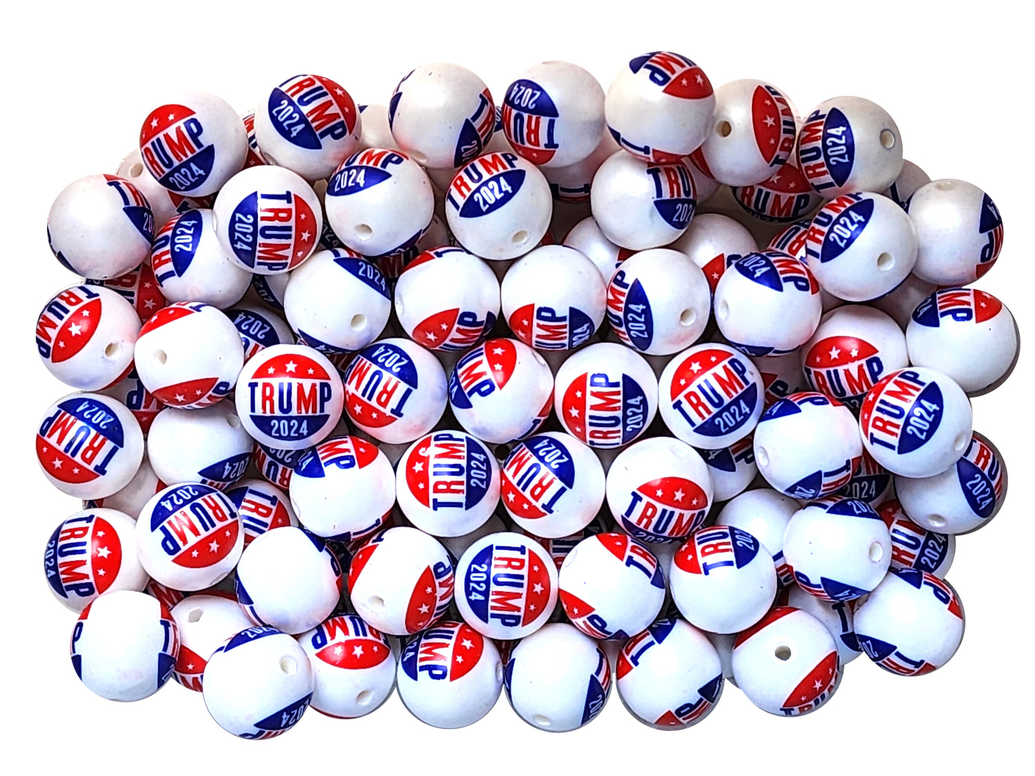 trump 2024 20mm printed bubblegum beads