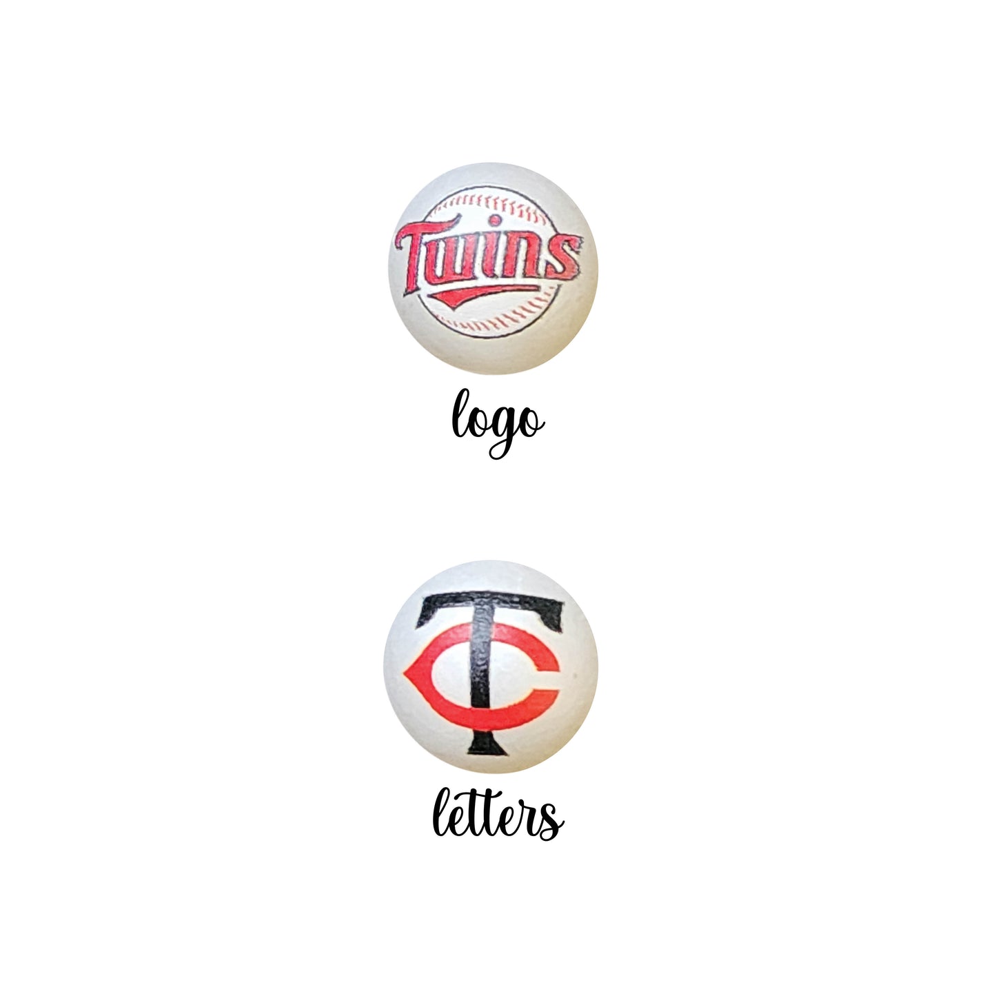 16mm minnesota twins mlb team logos custom printed bubblegum beads - sold per bead