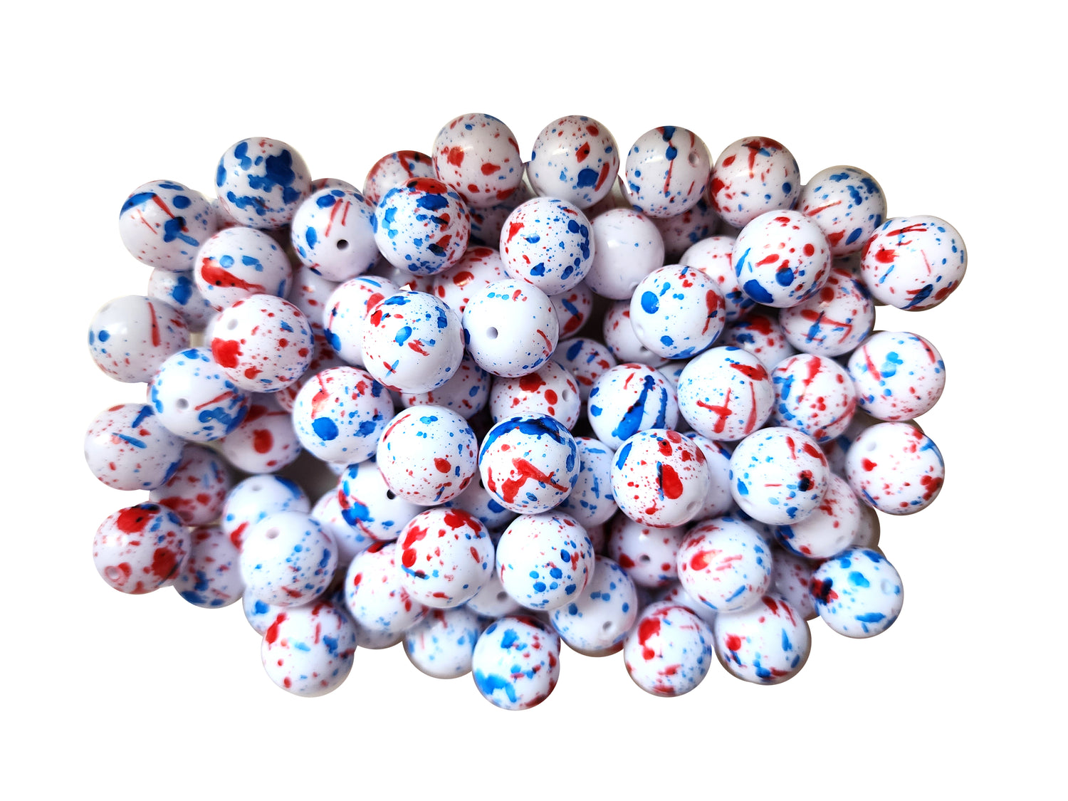 usa paint splatter 20mm printed wholesale bubblegum beads