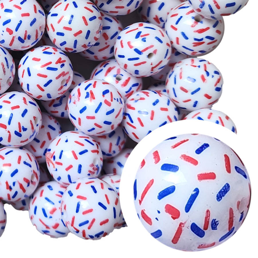 USA sprinkles 20mm printed wholesale bubblegum beads