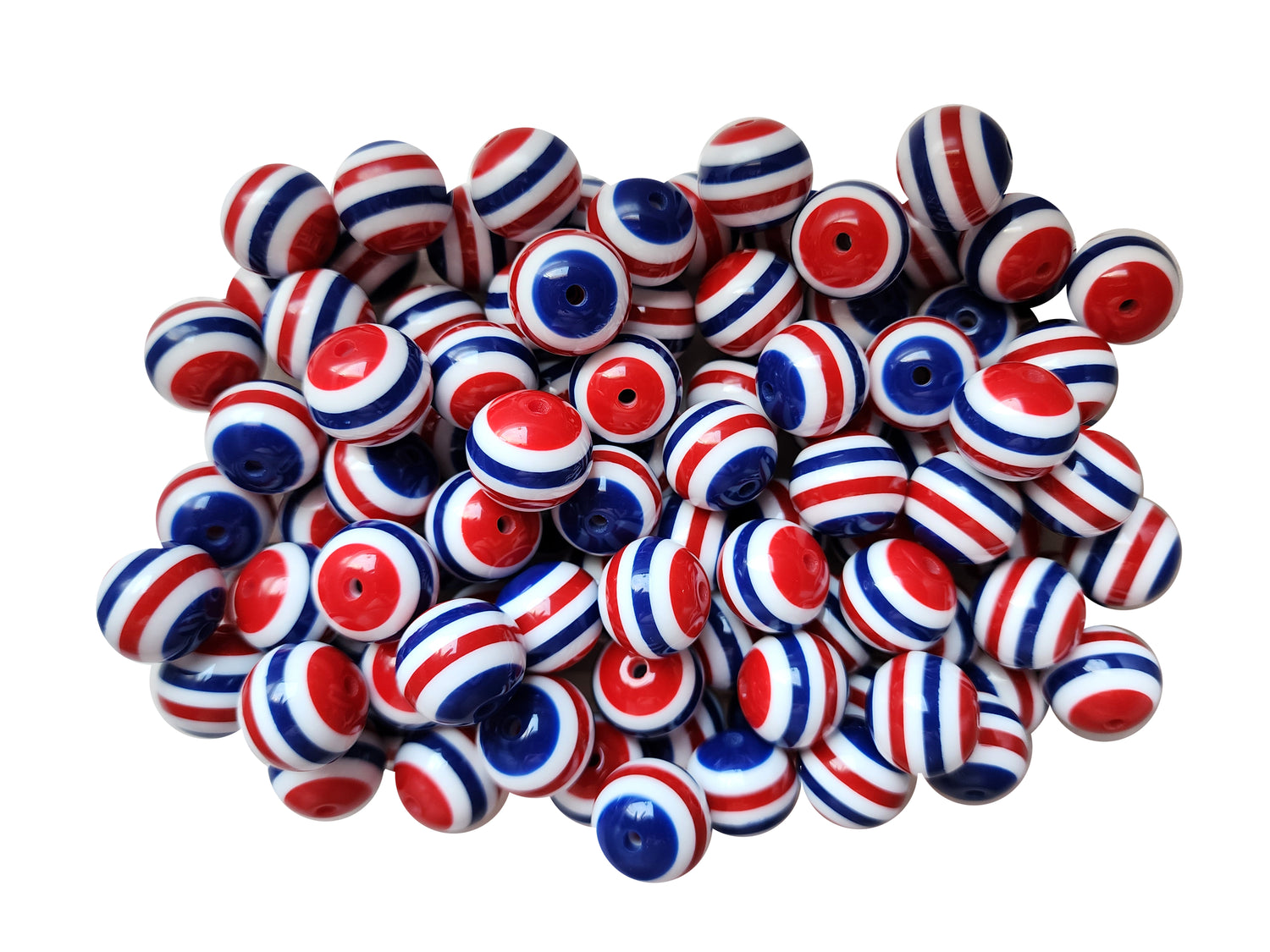 usa striped 20mm bubblegum beads