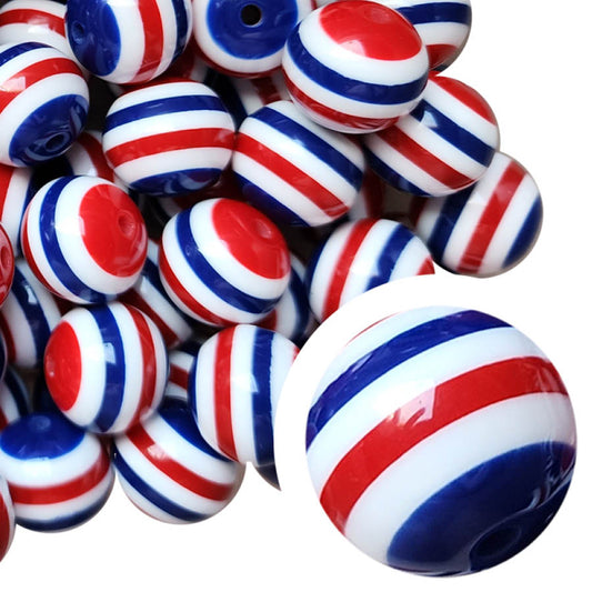 usa striped 20mm bubblegum beads