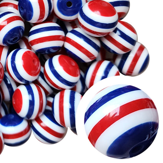 usa striped 20mm wholesale bubblegum beads