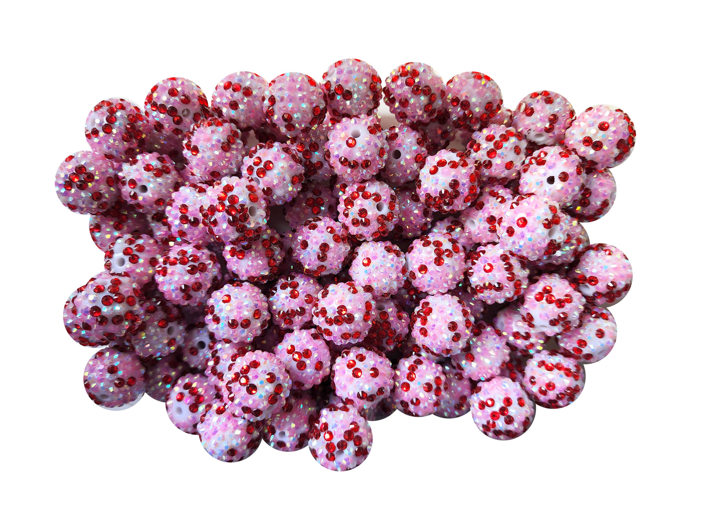 valentine rhinestone 20mm bubblegum beads