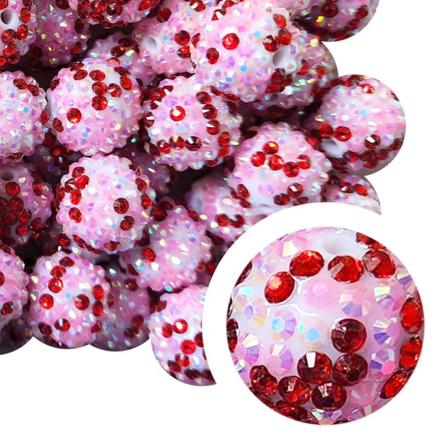 valentine rhinestone 20mm bubblegum beads