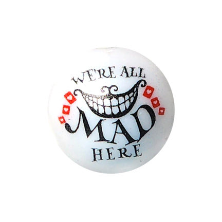 we're all mad here 20mm printed bubblegum beads