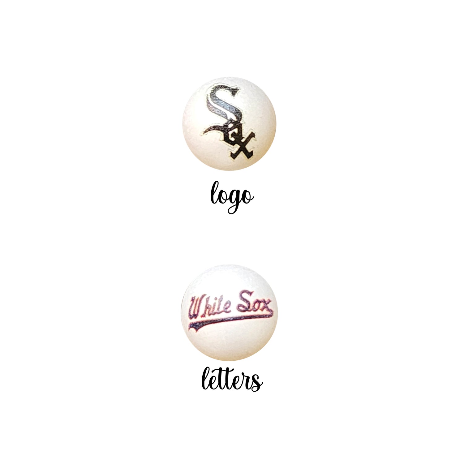 16mm chicago white sox mlb team logos custom printed bubblegum beads - sold per bead