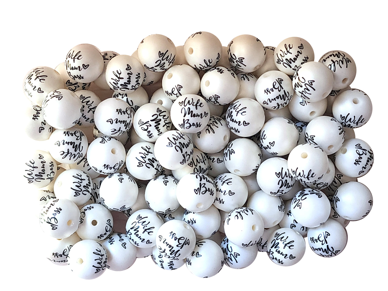 wife mom boss large print 20mm printed wholesale bubblegum beads