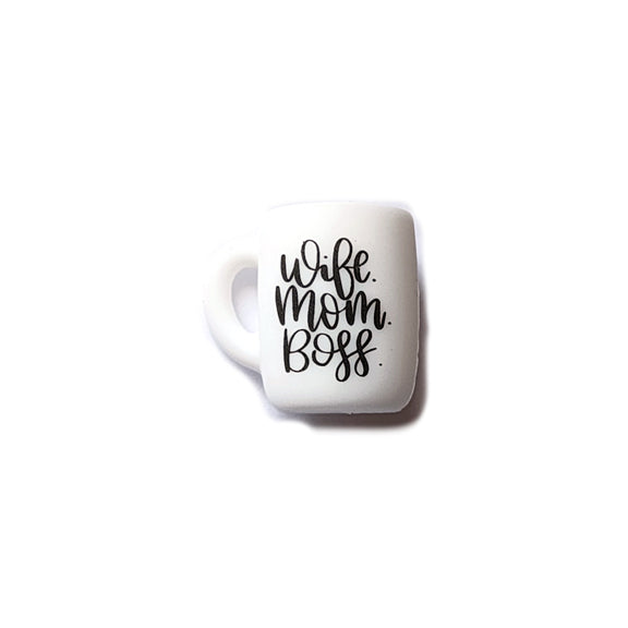 wife mom boss coffee cup silicone focal beads