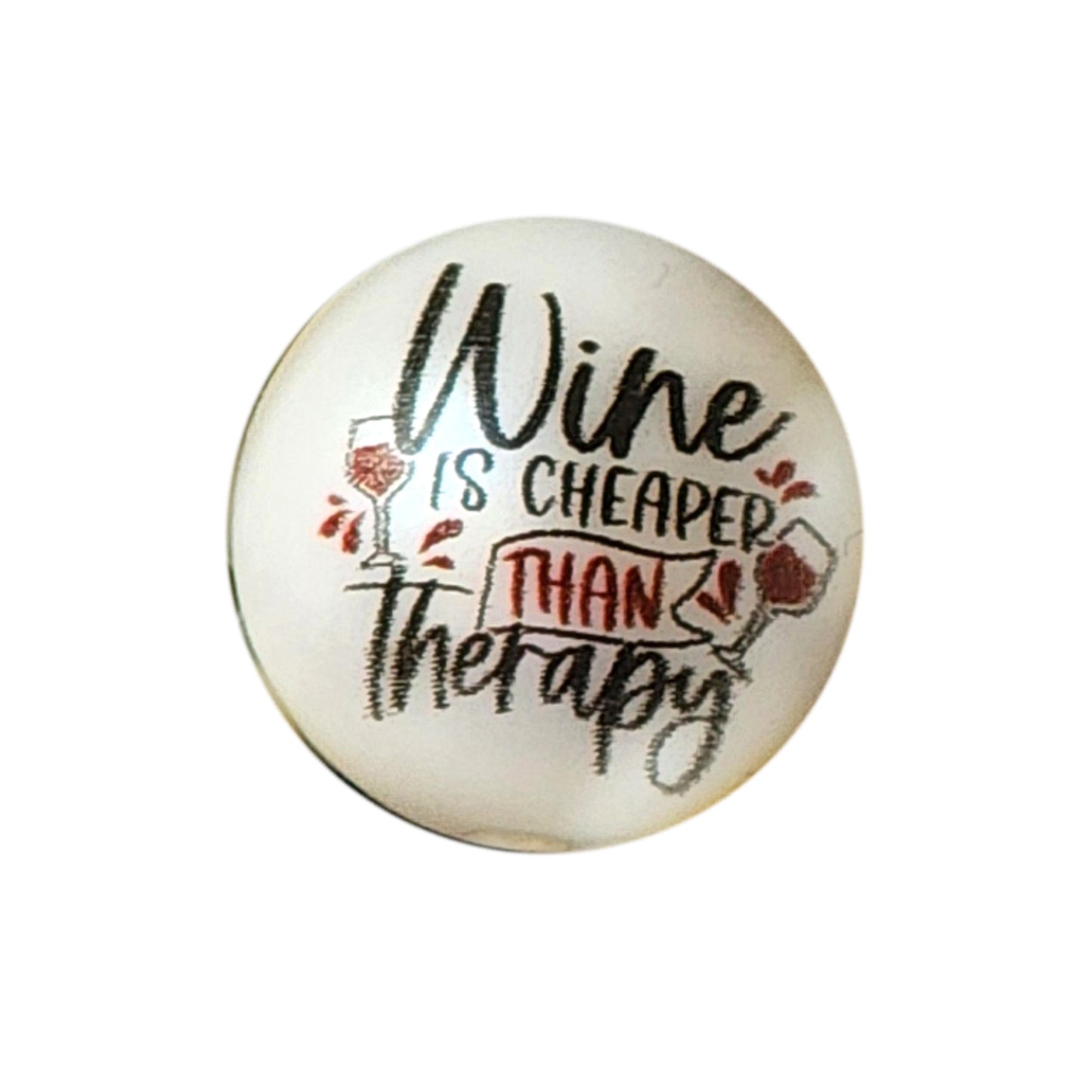 wine is cheaper than therapy 20mm printed bubblegum beads