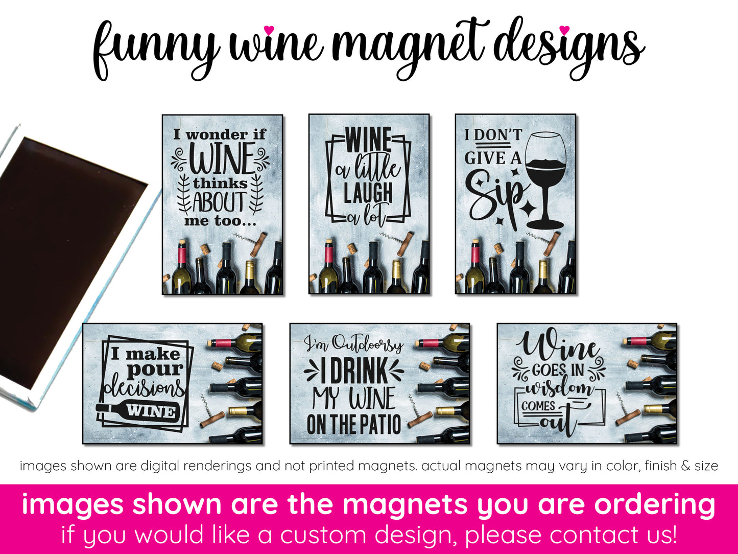 6 pack wine lover custom fridge magnets