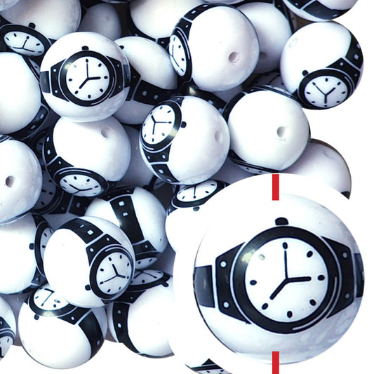 wrist watch large print 20mm printed wholesale bubblegum beads