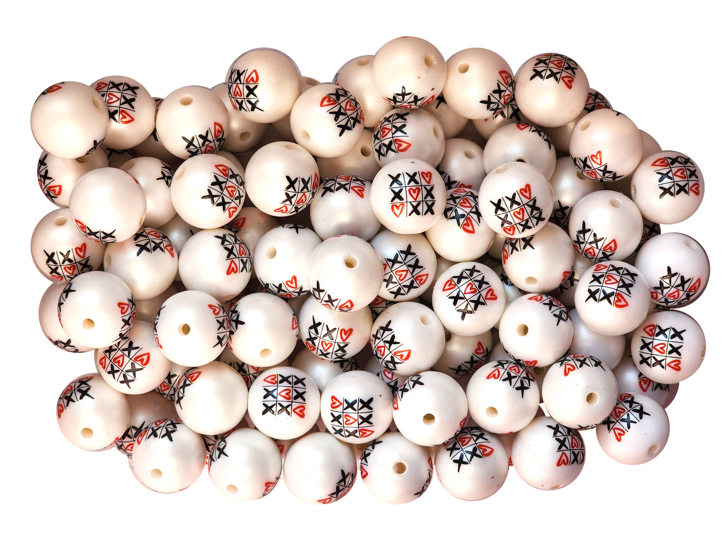 XOXO tic tac toe 20mm printed bubblegum beads