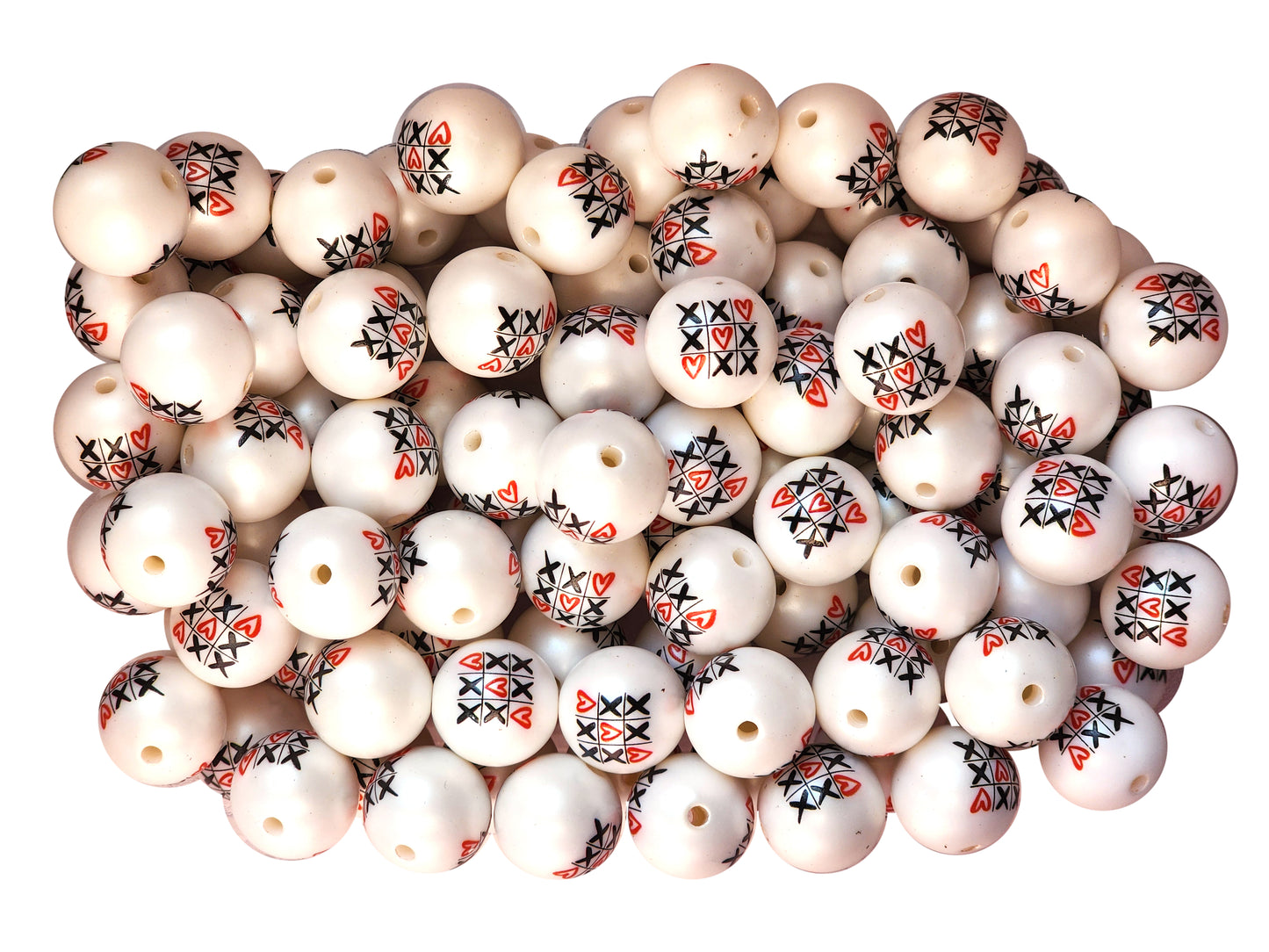 XOXO tic tac toe 20mm printed wholesale bubblegum beads