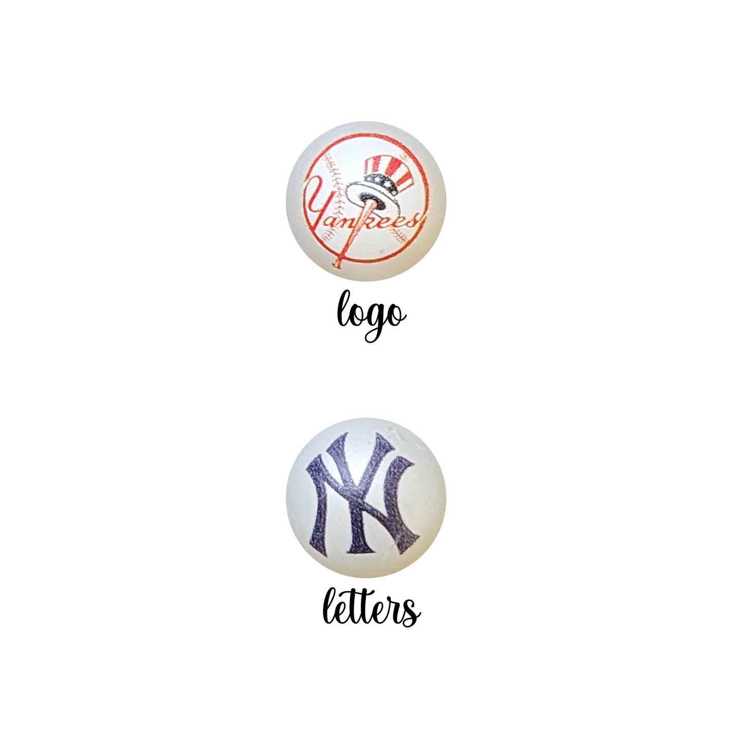 16mm new york yankees mlb team logos custom printed bubblegum beads - sold per bead