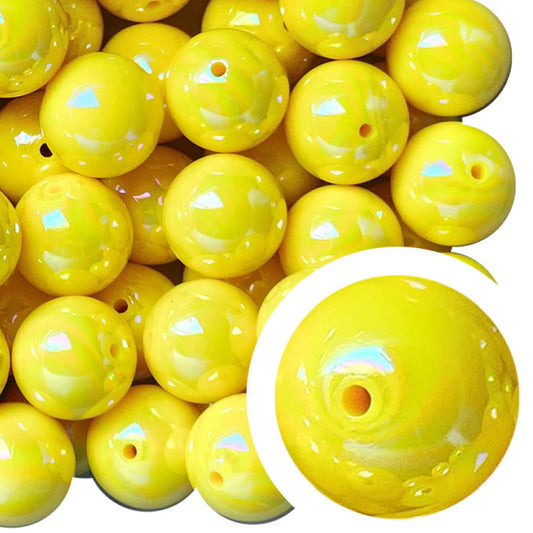 yellow AB 20mm bubblegum beads