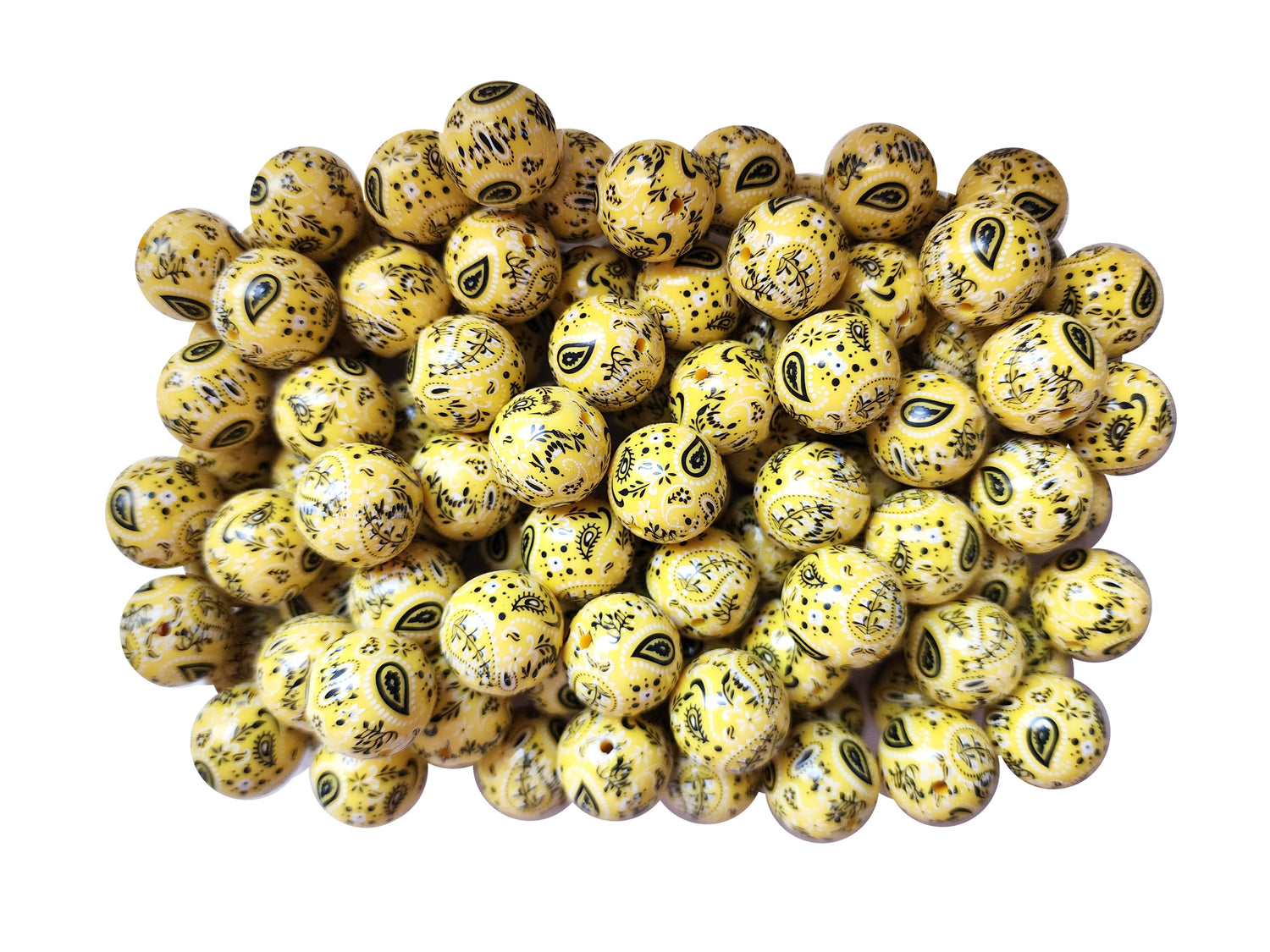 yellow bandana 20mm printed bubblegum beads