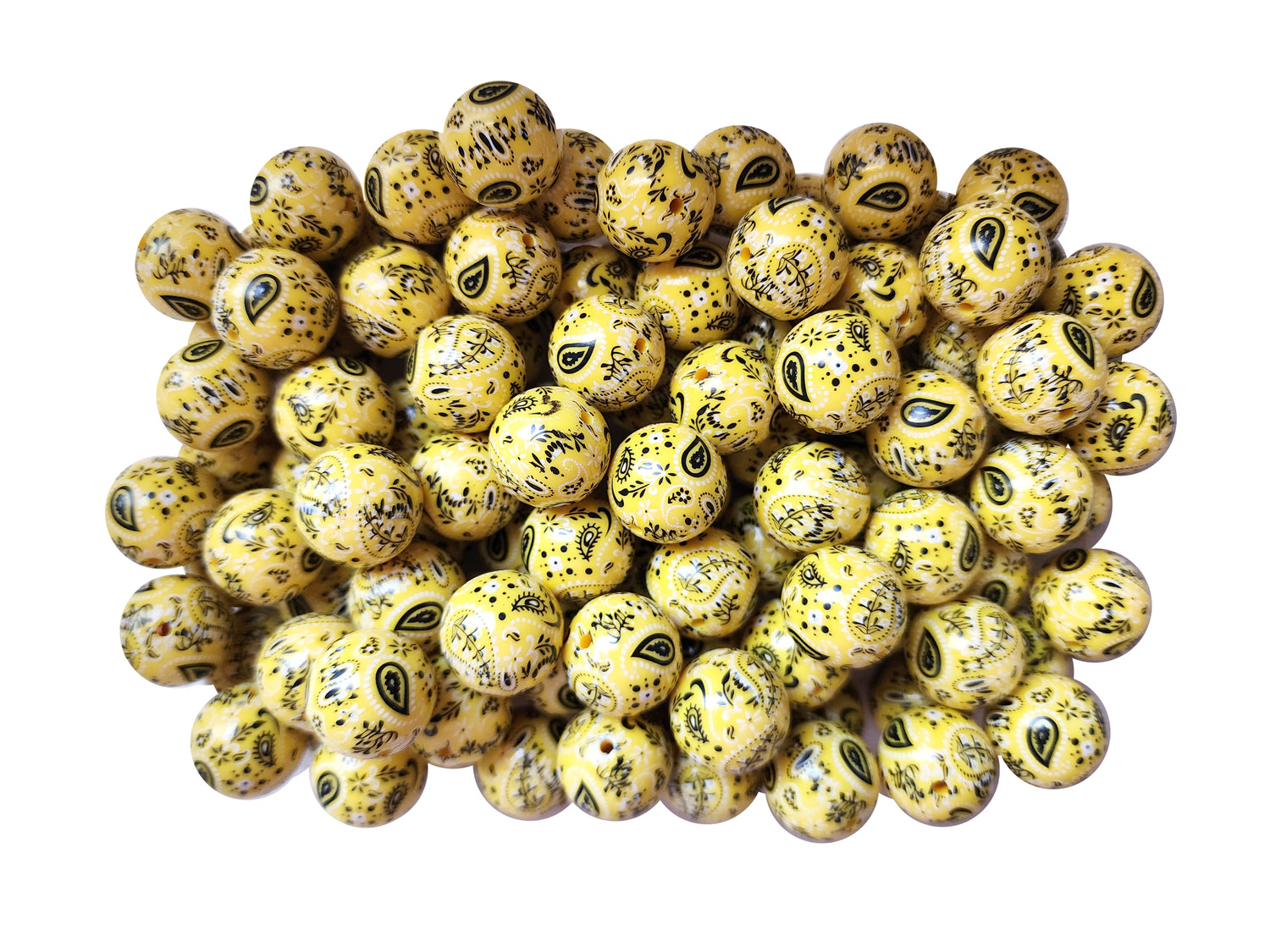 yellow bandana 20mm printed wholesale bubblegum beads