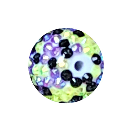 yellow confetti rhinestone 20mm bubblegum beads