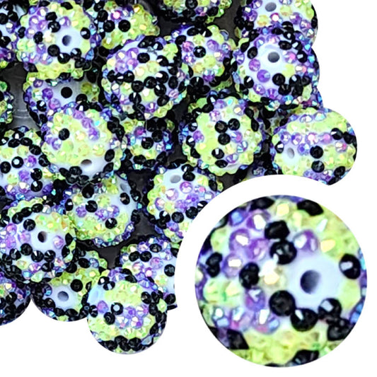 yellow confetti rhinestone 20mm wholesale bubblegum beads