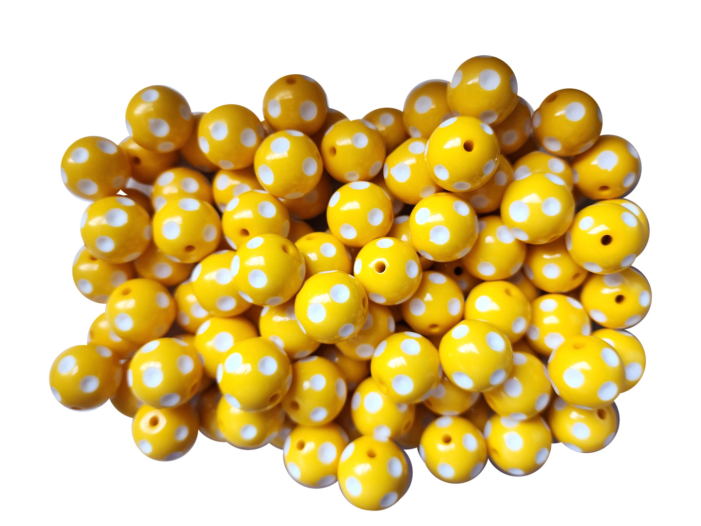 yellow dots 20mm bubblegum beads