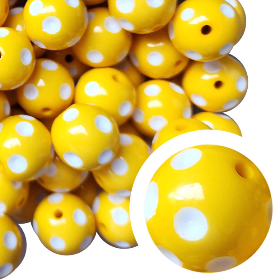 yellow dots 20mm wholesale bubblegum beads