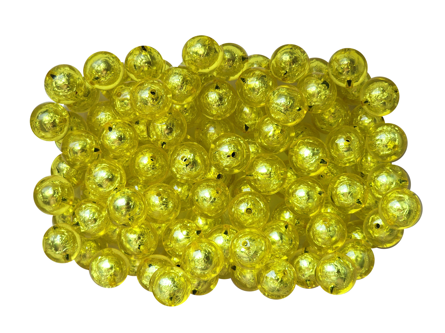 yellow foil 20mm bubblegum beads