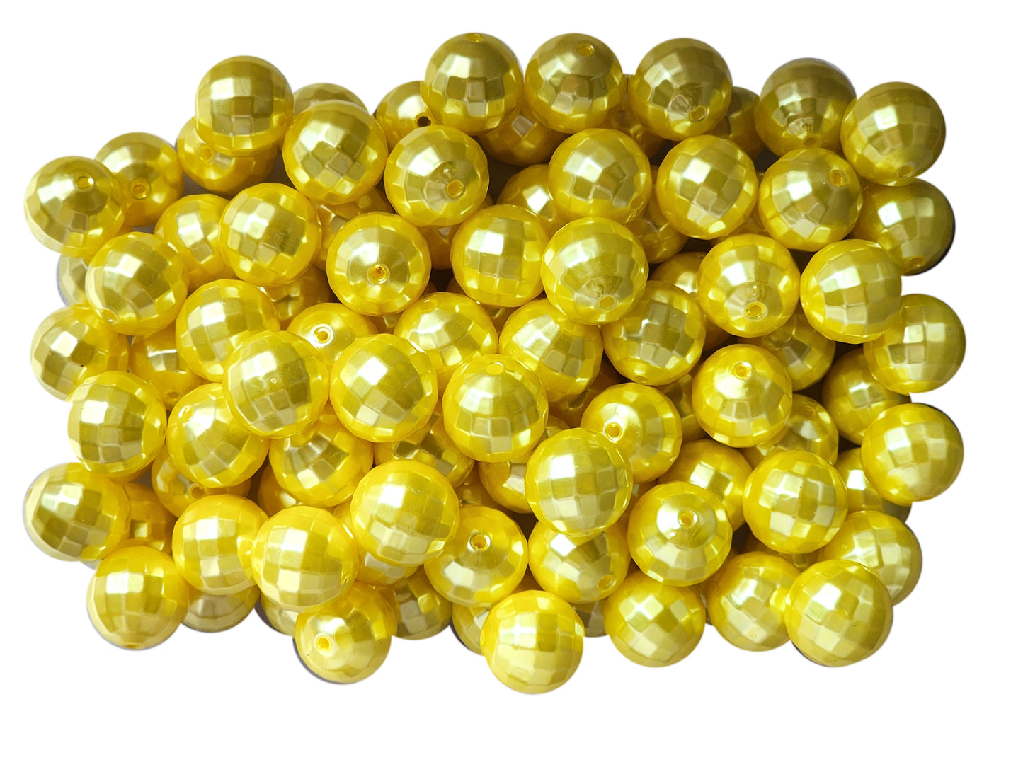 yellow pearl disco 20mm bubblegum beads
