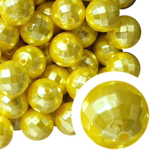 yellow pearl disco 20mm wholesale bubblegum beads