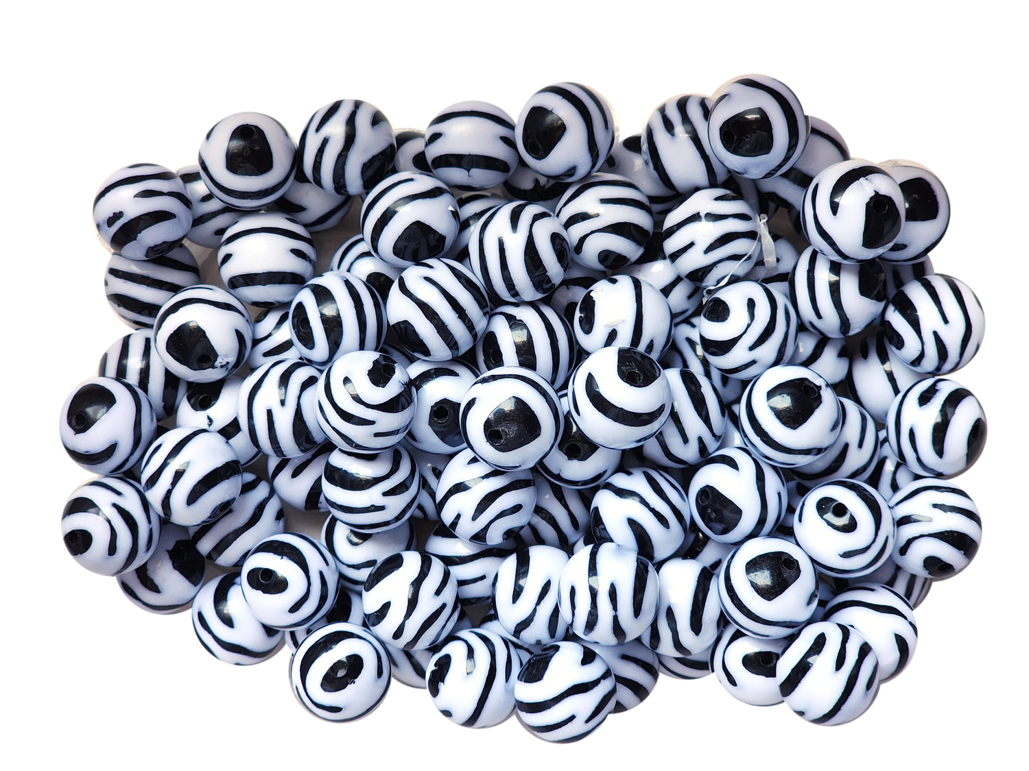 zebra print 20mm printed wholesale bubblegum beads