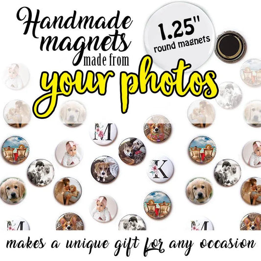 5 personalized custom photo magnets 1.25" round