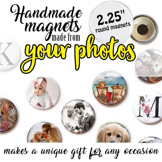 2 personalized custom photo magnets 2.25" round