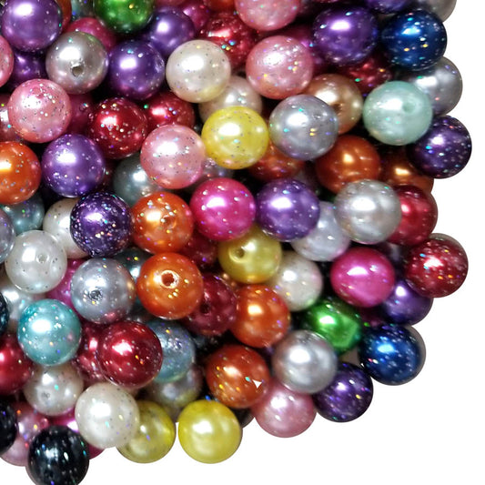 12mm rainbow pearl glitter 12mm bubblegum beads