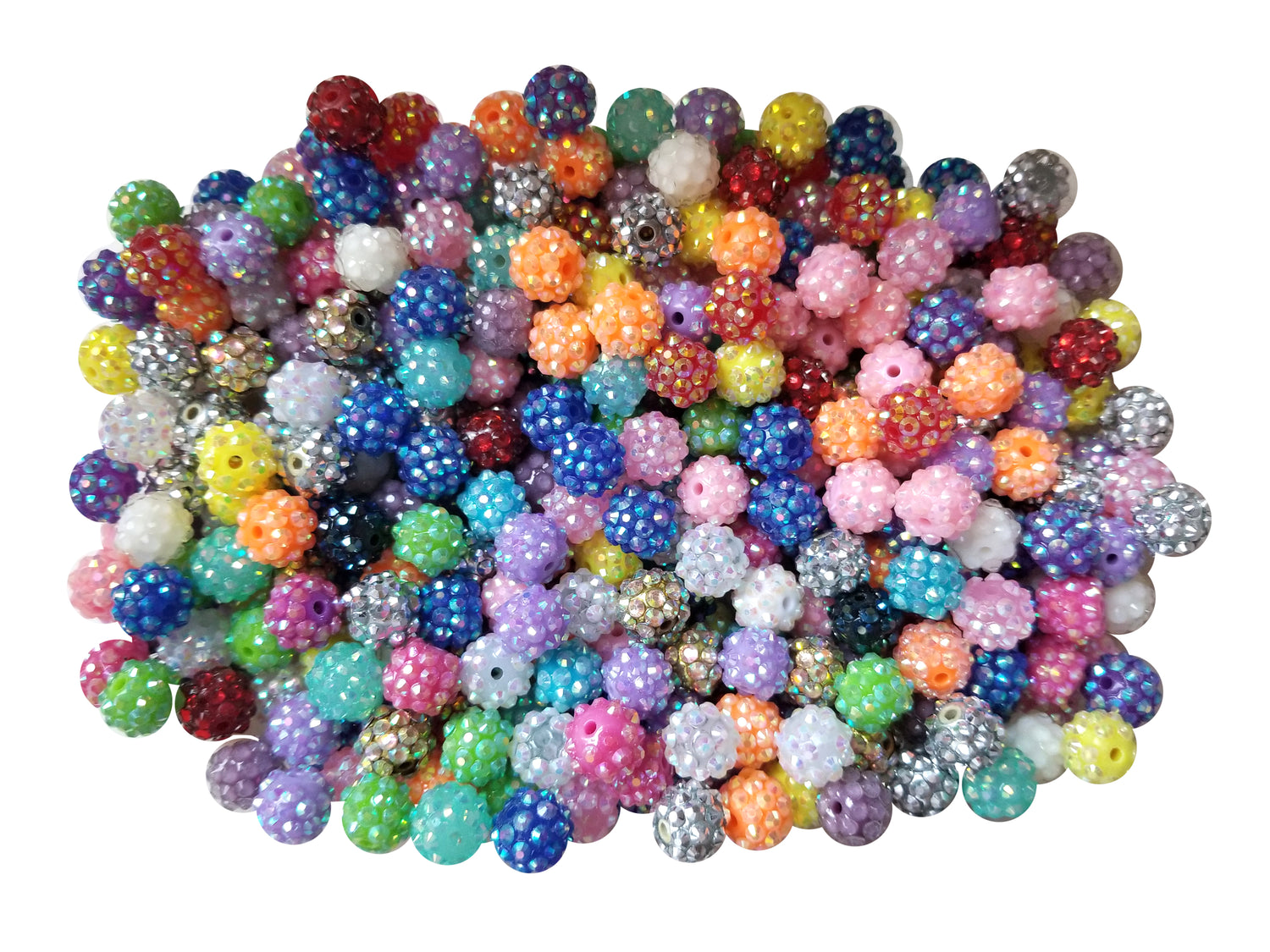 12mm rainbow rhinestone 12mm bubblegum beads