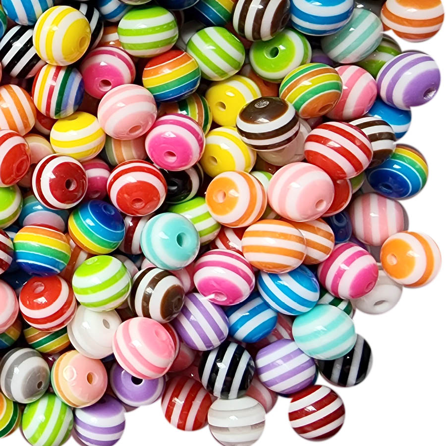 12mm rainbow striped 12mm bubblegum beads