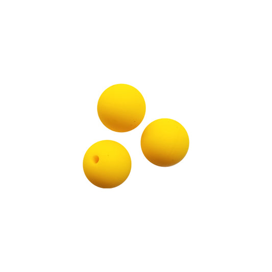 15mm bright yellow round silicone beads