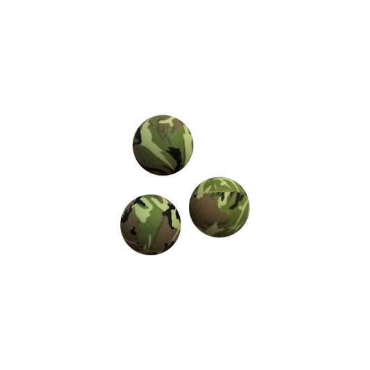 15mm camo print round silicone beads