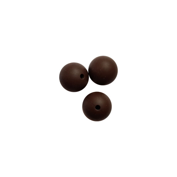 15mm chocolate brown round silicone beads